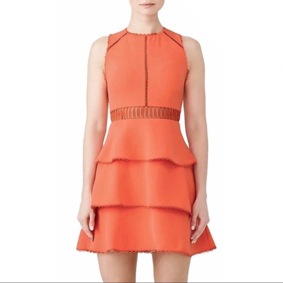 RACHEL ZOE Womens Coral Ruffled Spaghetti Strap Sweetheart Neckline Above The Knee Blouson Dress main image 1